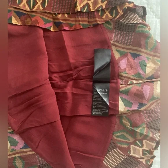Anthropologie Farm Rio chiffon mini skirt Sz M Multicolor pineapple